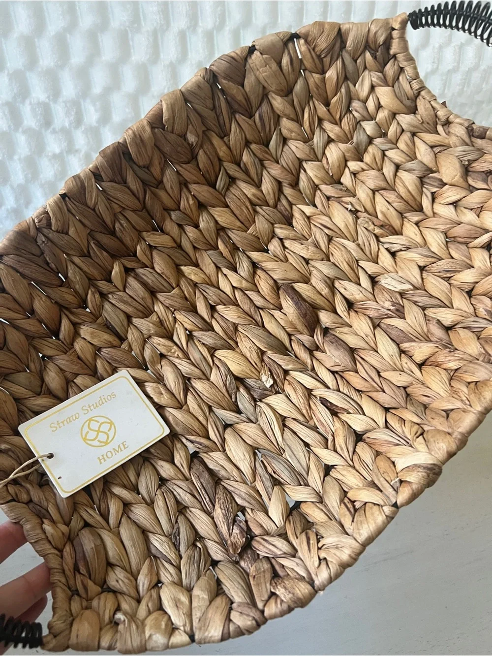 Straw Studios Handwoven Seagrass Basket Tray in Natural Tan